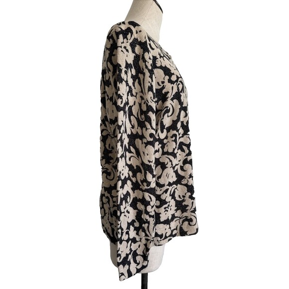 Charter Club Cardigan Sweater Black & Tan Floral Metallic Woman 2X - Picture 10 of 13